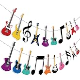 Hooqict Guitar Birthday Party Banner Music Themed Party Decorations Banner Garland Sign for Rock and Roll Guitar Birthday Decorations Supplies