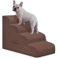 Dog Steps for Small Dog, 4-Step Dog Ramp and Stairs for High Beds and Sofa, Non-Slip Pet Stairs for Small Dogs and Cats, Removable and Easy to Clean Dog Bed Stairs, Coffee
