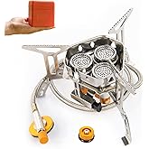 9900W/6800W Windproof Camping Stove, Foldable Backpacking Stove with Piezo Ignition, Portable Collapsible Stove Burner for fo