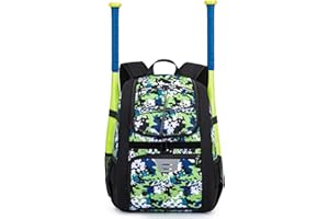 KAVIGOR Youth Baseball Bag, Softball Bag for Girls & Boys, Kids Tball Backpack with Shoes Compartment