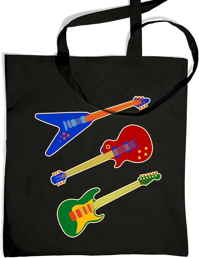 Three Guitars Tote Bag Black One Size Tote Bag Amazon.co.uk Clothing