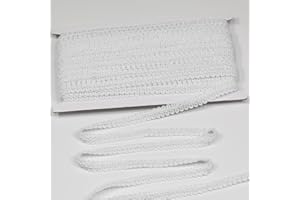 dlboboai Gimp Braid Trim Polyester Braided Ribbon 15 Yards 12mm Wide Centipede Braided Lace Trim for Sewing Crafts Clothing Curtains Accessories Lampshade Home DIY Decoration (White, 12mm Wide)