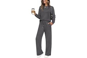 WIHOLL Women's 2 Piece Sets Sweatshirt Casual Travel Outfits Lounge Wide Leg Tracksuit Cozy Sweatsuits Fashion 2025