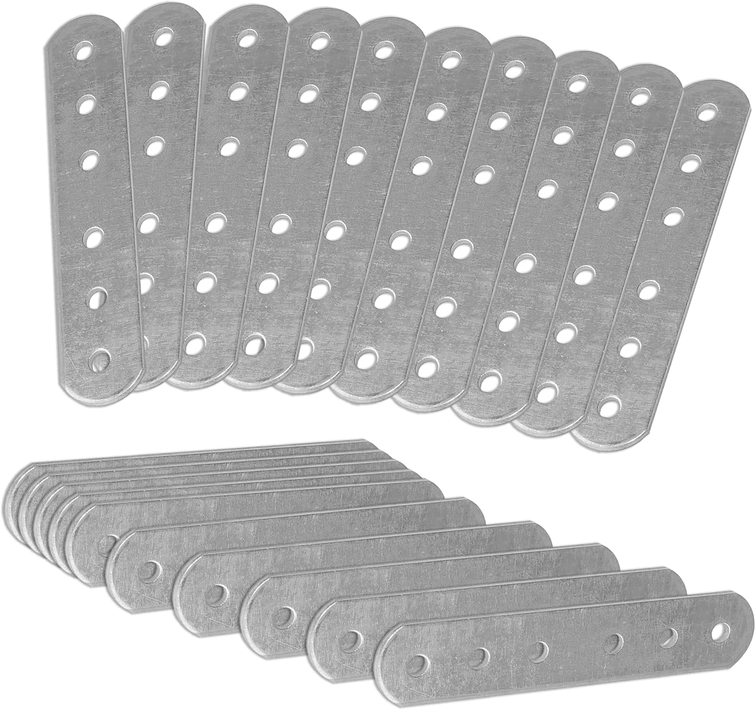 OMIDEAS 20 x Connecting Plates (80 x 16 x 1.5) Straight Repair Joining Fixing Mending Flat Bracket Brace Shelf Support Metal Galvanised Connector