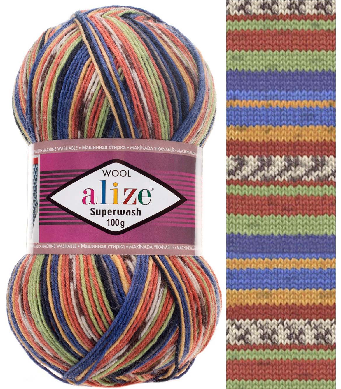 Sock Yarn 100 g Superwash Comfort Sock Wool 420 m 75% SW Wool - 25% Polyamide Hand Knitting Yarn Multicoloured Sweater Vest Cardigan Blouse Scarve Hat Beanie Bootie Mitten Beret (2701)