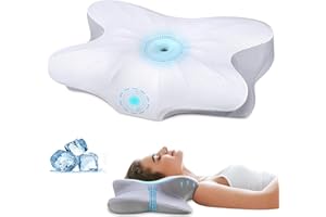 Olumoon Neck Pillow Memory Foam Pillows - Neck Support Pillow for Pain Relief, Ergonomic Cervical Pillow for Sleeping, Orthopedic Contour Bed Pillow for Side, Back & Stomach Sleepers with Pillowcase