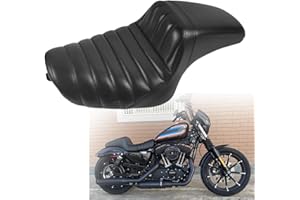 NANSENJPMP Two up Seat, Driver+Passenger Seat Cushion, Stepped Type, For Harley-Davidson Sportster Iron XL883 XL1200 (2004-up) / Half Horizontal Stripes/Suitable for Not More than 3.3GAL