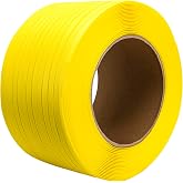 Poly Strapping, Packaging Banding Strap, Pallet Strapping Roll 3280' Length - Polypropylene Strapping 1/2" Width, 0.030" Thickness, 300 lbs Break Strength, Yellow Packing Straps