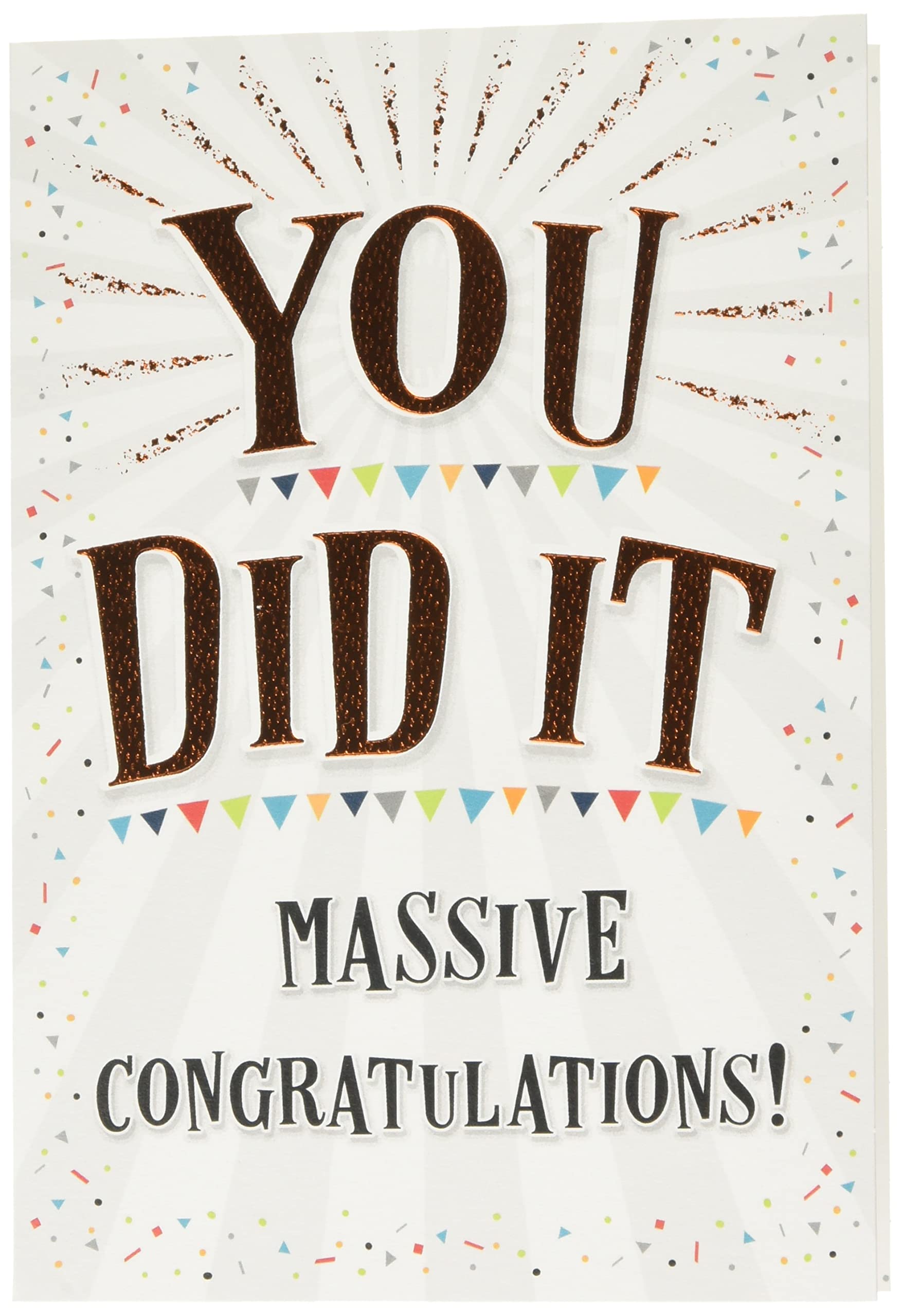 Piccadilly Greetings Piccadilly Greetings Modern You Did It Massive Congratulations Card - 7 x 5 inches, green|grey|beige|orange|white