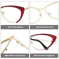 Zeelool Women's Oversized Stylish Metal Browline
