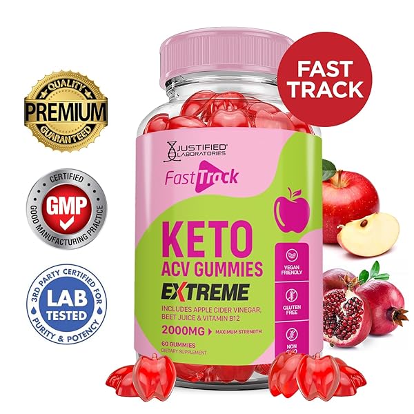 FAST TRACK KETO ACV GUMMIES EXTREME 2000MG FASTTRACK KETO GUMMIES APPLE CIDER VINEGAR FORMULATED WITH POMEGRANATE BEET JUICE POWDER B12 VEGAN NON GMO 60 GUMMYS