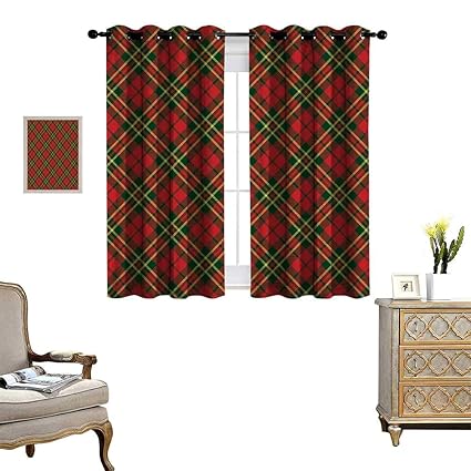 Amazon Com Homehot Checkered Room Darkening Wide Curtains Irish