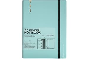 CAGIE A5 Binder 6 Ring Notebook with Dividers Refillable Planner Binder with Pockets, Refill Paper Include Planning Square Ruled and Dotted Pages, 6.89 x 9.25 In, (Blue, A5 Daily¨ Page)