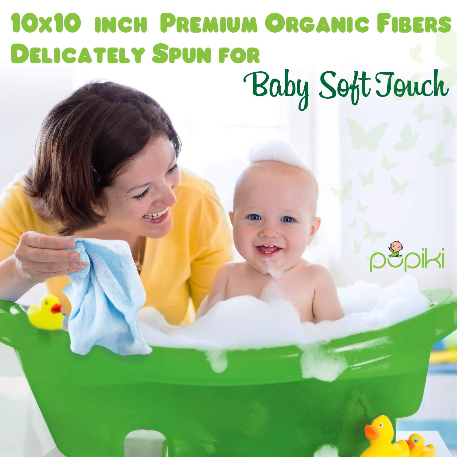 Organic Bamboo Baby Washcloths Soft Baby Wash Cloths for Face & Body