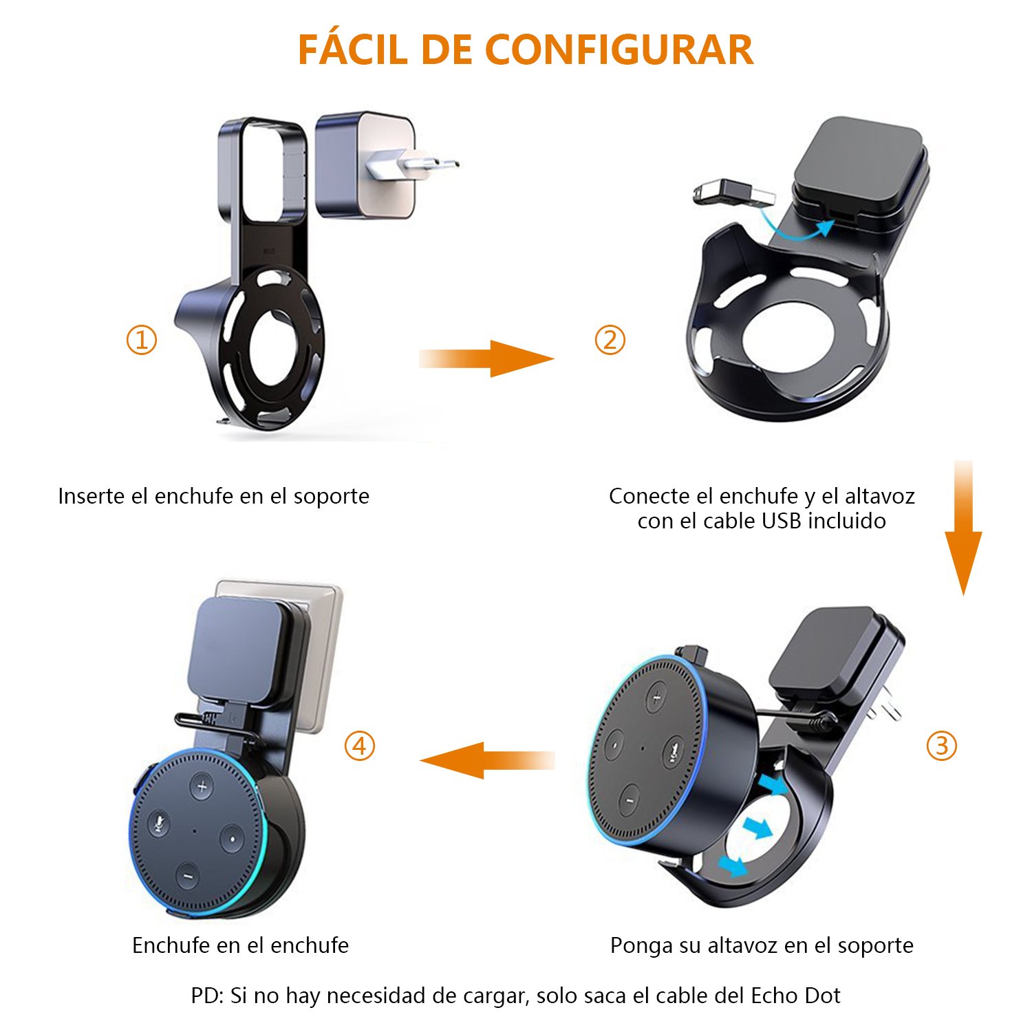 Soporte de Pared para Amazon Echo Dot 2nd Generation, bedee Soporte de Suspensión de Montaje en Pared Soporte de Segunda Generación Dot Accesorios de Ahorro de Espacio para Su Altavoz Smart Home y otro Altavoz Redondo