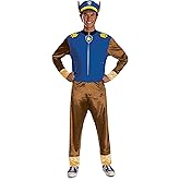 Paw Patrol Chase Costume for Adults, Official Paw Patrol Chase Costume Outfit with Headpiece and Tail