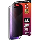 ZAGG Glass Elite Privacy Screen Protector for iPhone 17 Pro - 2-Way Privacy Filter, 5X Stronger, Fingerprint-Resistant, InvisibleShield, Easy Two-Step Installation