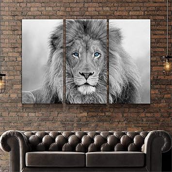 Amazon Com Jesc 3 Panel Canvas Wall Art Blue Eyes Wild Animals
