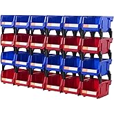 VEVOR Plastic Storage Bins 24 Pack (5 x 4 x 3-Inch), Hanging Stackable Storage Organizer Bins, Heavy Duty Stacking Containers for Closet, Garage, Office, or Small Parts Organization
