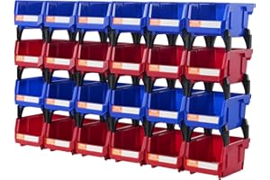 VEVOR Plastic Stackable Storage Bins 24 Pack (5 x 4 x 3-Inch), Hanging Stackable Storage Organizer Bins, Heavy Duty Stacking Containers for Closet, Garage, Office, or Small Parts Organization
