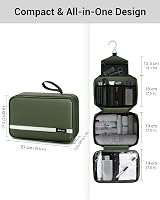 Maliton Large Hanging Toiletry Bag Waterproof Green 4 Compartments Foldable view 3