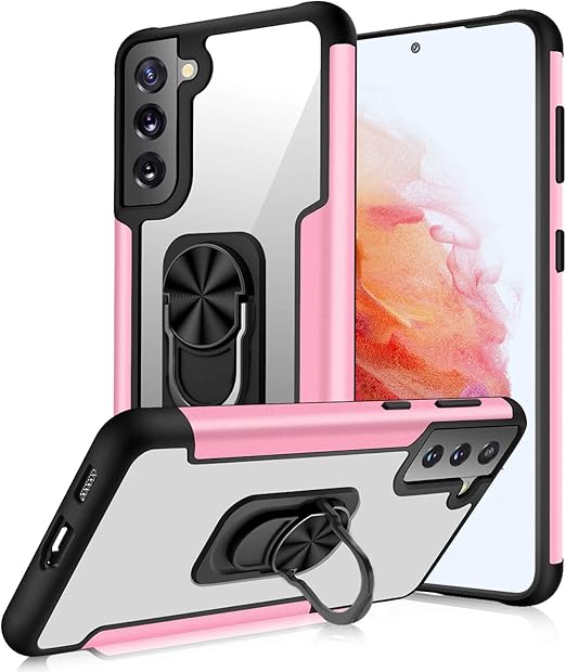 Amazon Com Www Funda Para Samsung Galaxy S21 Galaxy S21 5g 6 2 21 Con Anillo Giratorio De 360 Integrado Soporte Magnetico Para Coche Y Carcasa Trasera Transparente Para Galaxy S21 Color Oro Rosa