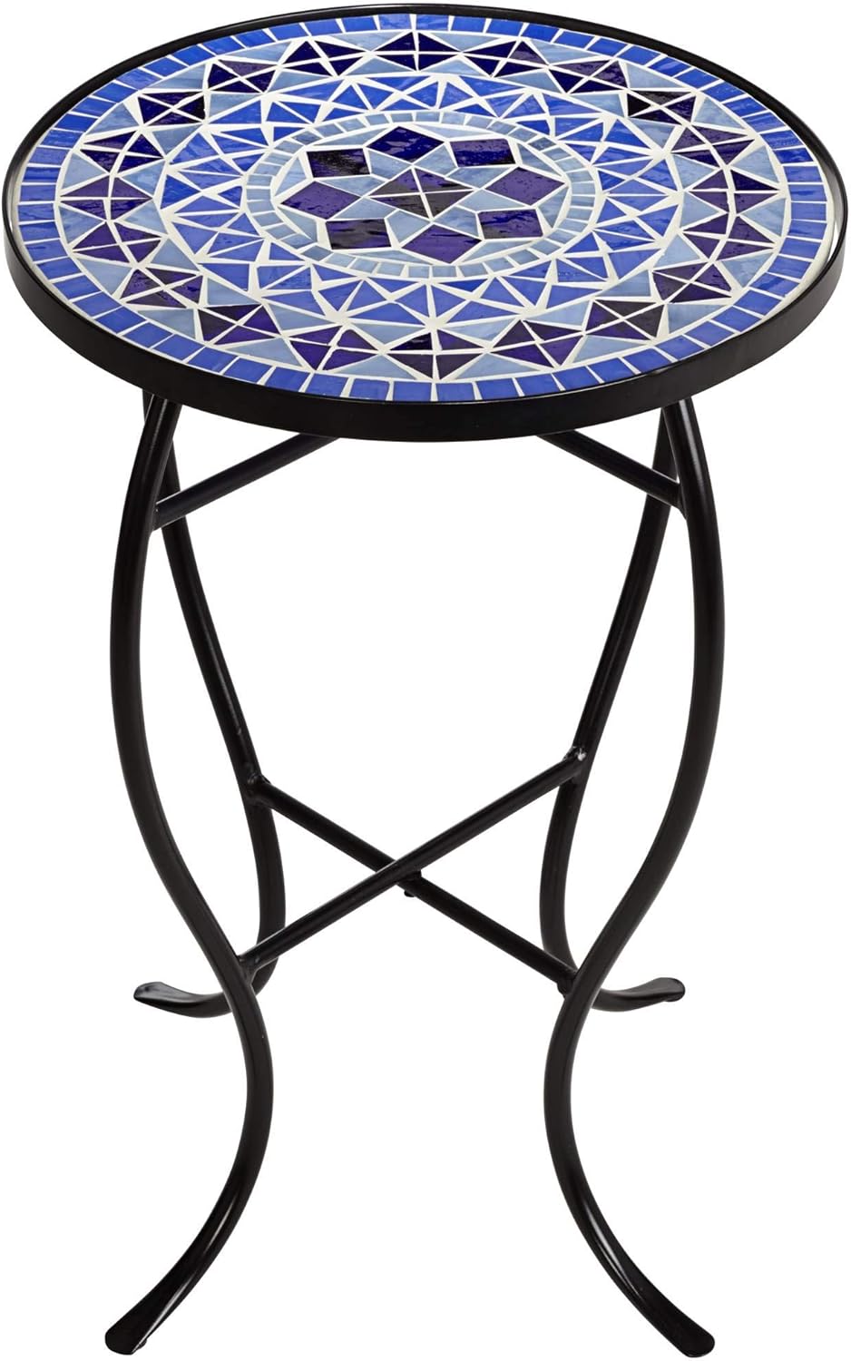 Teal Island Designs Cobalt Mosaic Black Iron Outdoor Accent Table: Home Improvement