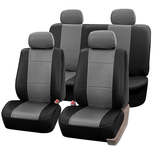 FH Group Full Set Faux Leather Car Seat Covers Universal Fit