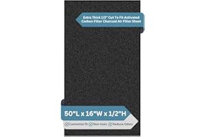 Fresh Headquarters Extra Thick Activated Carbon Filter Sheet - Premium 16"W x 50"L Cut to Fit Air Filter - Ideal Use for Air Purifier, AC Vents, Range Hood, Litter Box and Compost Odor/VOC Control