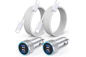 FITQUIPMENT iPhone 16 Car Charger,2Pack Dual Port USB C Fast Car Charger Type C Rapid Charging Adapter with 2Pack USB C to C Nylon Braid Cable Woven Cord Fast Charging for iPhone 16/16 Pro/15/15 Pro Max/iPad