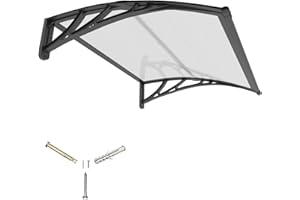 DAWNINGHOMM 32x40'' Door Awning Exterior, Window Canopy for Front Door, UPF 50+ Polycarbonate Overhang Cover for Patio, Porch, Entryway, UV Rain & Snow Protection