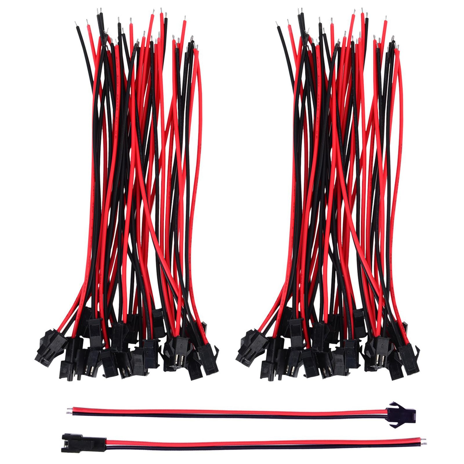 22 AWG JST SM 2 Pin Plug Male and Female Connector Adapter with 135 mm Electrical Cable Wire for LED Light, 20 Pairs