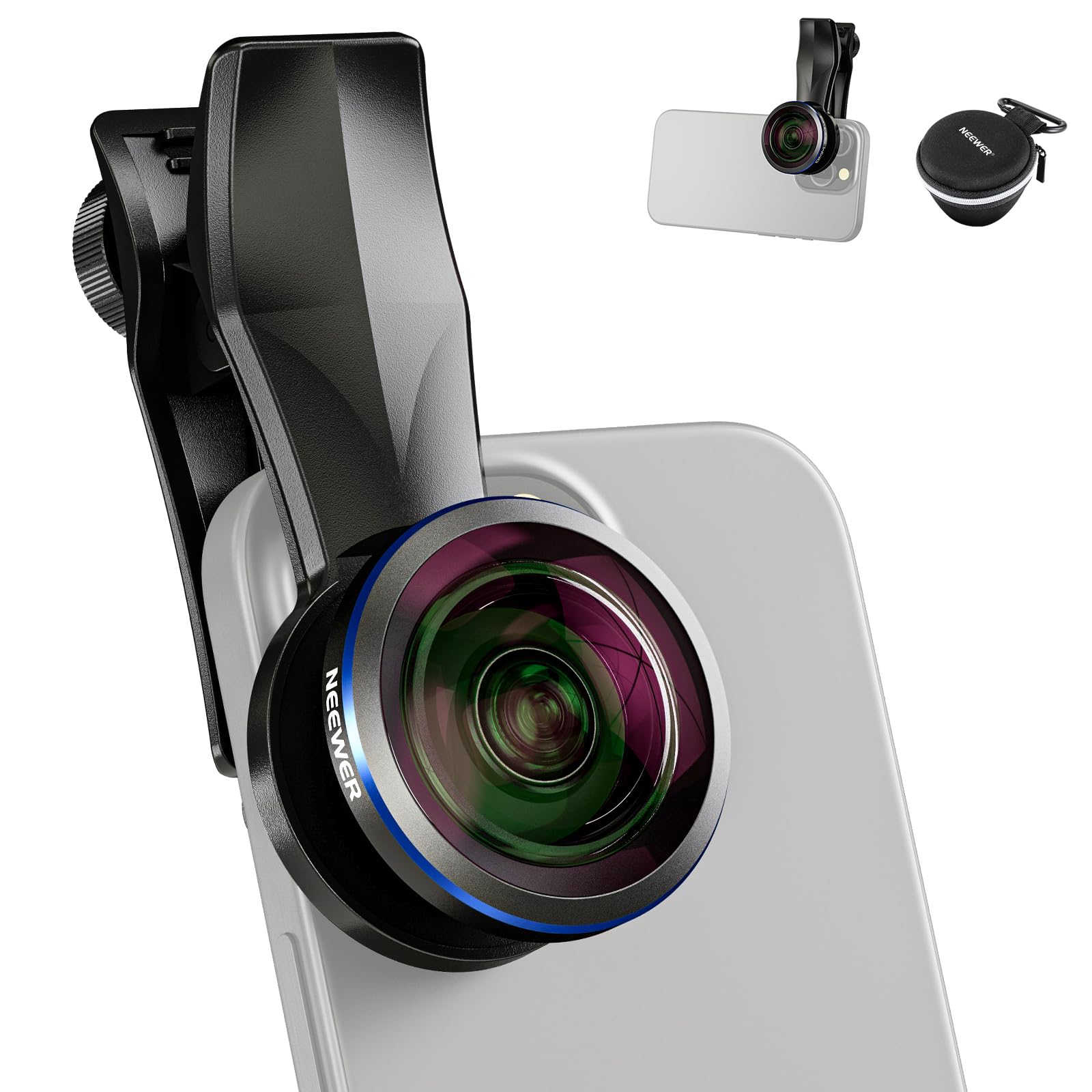 NEEWER 8mm Fisheye Lens with 220° Wide Angle & 17mm Thread Phone Lens Clip, Also for 17mm Threaded Phone Cage/Case/Clamp/Backplate, LS-29 PRO