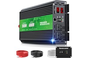 3000W Power Inverter,Peak Power 6000W 12V DC to AC 110V120V,Remote Control with 2AC Outlets and 2.4USB Port,LCD Display for P