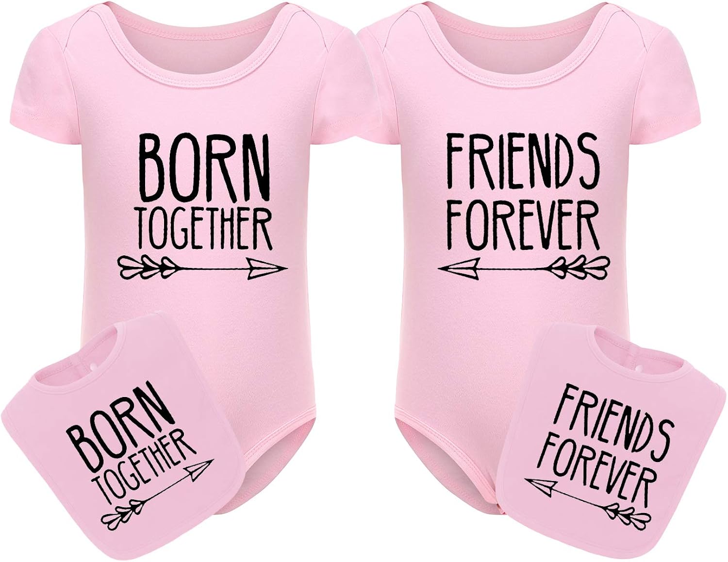 YSCULBUTOL Baby Twins Clothes Best Friends Forever Baby Bodysuit Set Friends Inspired Matching Twins Outfits