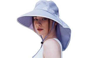 MOON KITTY UV Sun Protection Hat Women Foldable Neck Flap Wide Brim Fishing Hat with Ponytail Hole for Women