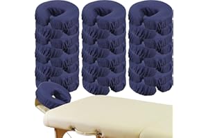 MACARRIE 24 Pcs Face Cradle Covers for Massage Table Microfiber Reusable Soft Thicker Massage Table Head Rest Covers Bulk Oil Proof Headrest Cradle Sheets for Spa Beauty Salons (Navy Blue)