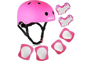 KAMUGO Kids Bike Helmet, Toddler Helmet for Ages 2-8 Boys Girls with Sports Protective Gear Set Knee Elbow Wrist Pads for Skateboard Cycling Scooter Rollerblading