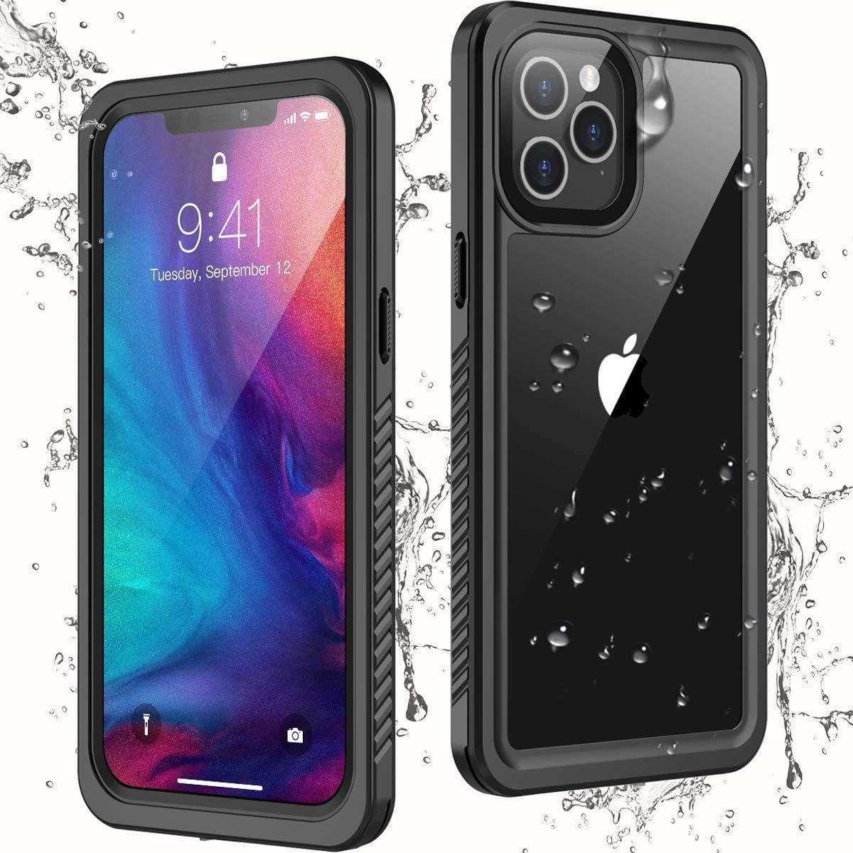 Photo 1 of for iPhone 12 pro max case Waterproof,[IPX8 Underwater Case][Full Body Shockproof & 15FT Military Dropproof][Built-in Screen Protector][Dustproof]Clear Sound for iPhone 12 pro max case 6.7 inch-Black