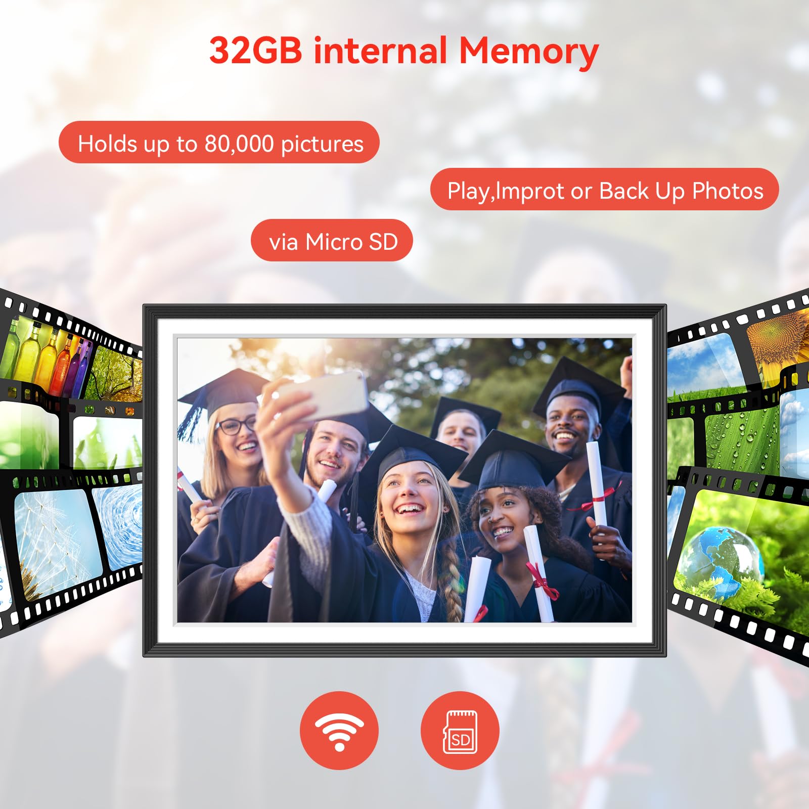 Frameo 10.1 inch Digital Picture Frame, Smart WiFi Digital Photo Frame with 32G Memory, HD Touch Screen, Auto-Rotate, Slideshow, Easy Setup, Share Photos and Videos Anywhere(Black)