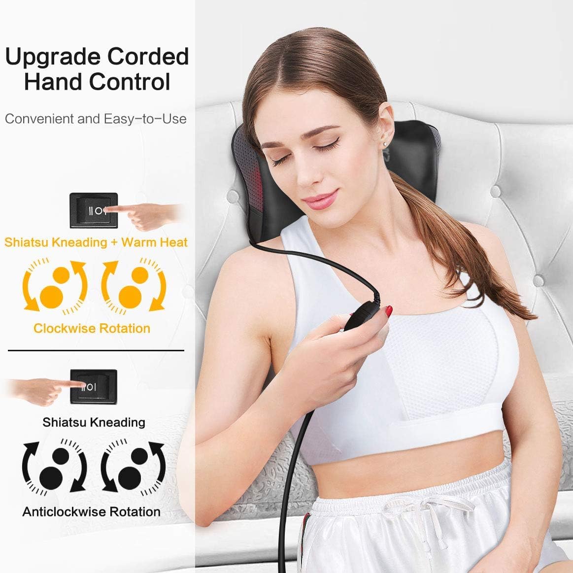 VIKTOR JURGEN Neck Massage Pillow Shiatsu Deep Kneading Shoulder Back and Foot Massager with Heat-Relaxation Gifts for Women/Men/Dad/Mom: Health & Personal Care