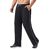 MAGNIVIT Men's Lightweight Sweatpants Loose Fit Open Bottom Mesh Athletic Pants with Zipper Pockets