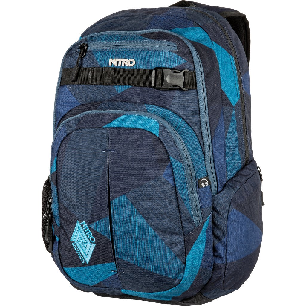 Nitro Chase Rucksack, Schulrucksack mit Organizer, Schoolbag, Daypack mit 17 Zoll Laptopfach, Fragments Blue