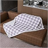 Waterproof Pet Blanket,Dog Bed Covers Small Throw for Puppy Cats Stylish Jacquard Pets Couch Sofa Furniture Protection Washable Reversible Covers (Purple Check,XS)