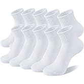 COZYOFFI White Ankle Socks for Women: 6/10 Pairs Cotton Running Athletic Socks
