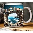 3D Bookshelf Mug - 11oz 3D Bookshelves Hole In A Wall, Library Shelf Coffee Cup, Creative Space Design Multi-Purpose Mug, Book Lovers Gift for Readers