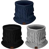 Goocoz Mens Scarf Winter Neck Gaiters 3PCS, Knit Neck Warmer with Thick Fleece Lining Scarves, Cold Weather Gear for Men Ski