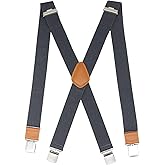 Bioterti Men’s Heavy Duty X- Back Suspenders-Adjustable Size, Long & Elastic Braces