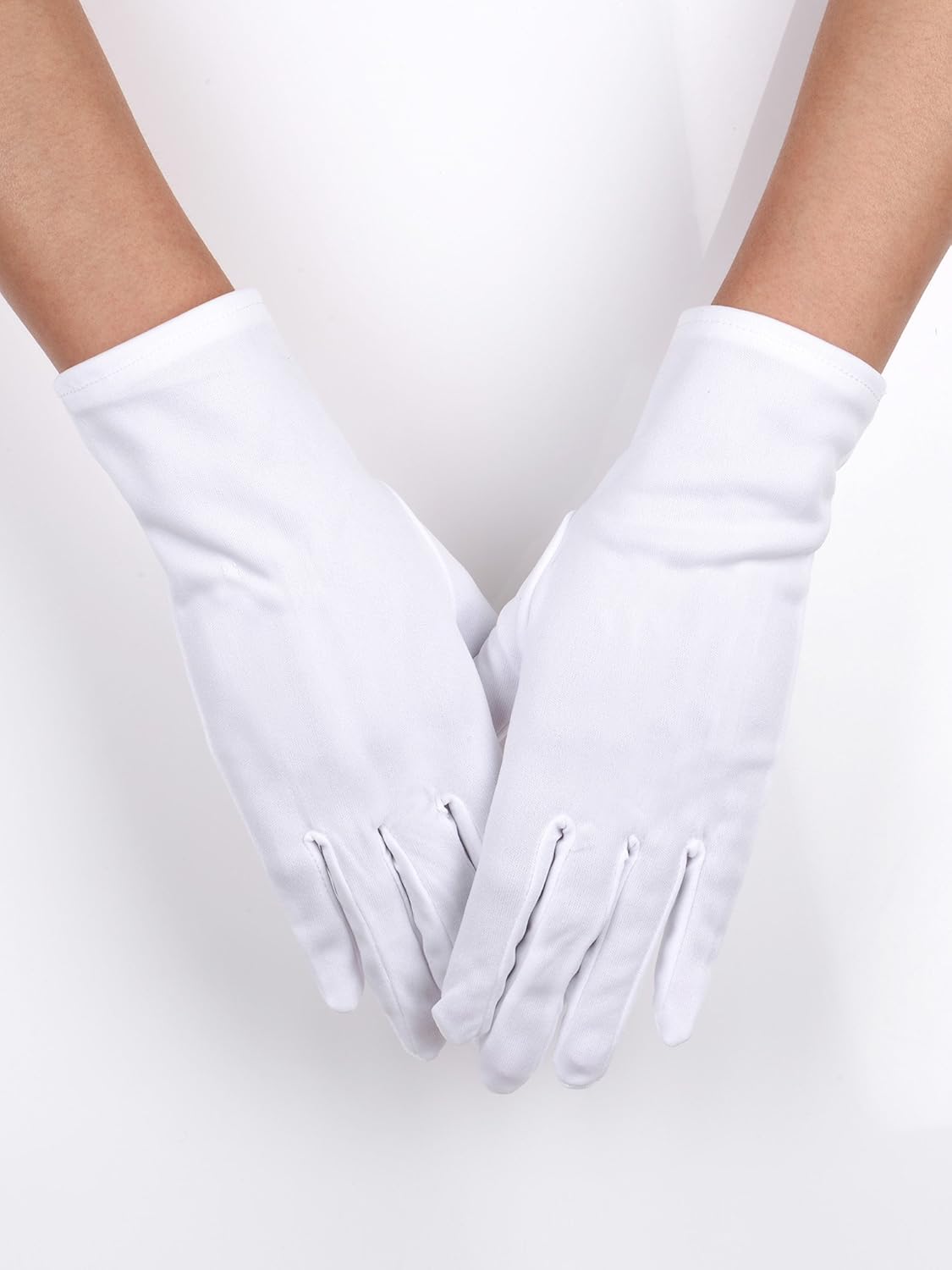 Sumind 3 Pairs Nylon Gloves White Parade Costume Gloves for Police Formal Tuxedo Honor Guard and Special Occasions (Smooth Design): Clothing