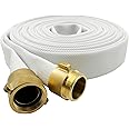 SAFBY Fire Hose - 2 inches x 50' Lay Flat Water Hose - White Industrial Hose - NPSH/NPT Couplings